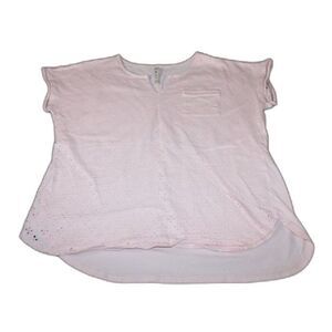 Leo & Nicole Light Pink Eyelet Cotton Top – Size S – Boho Summer Style